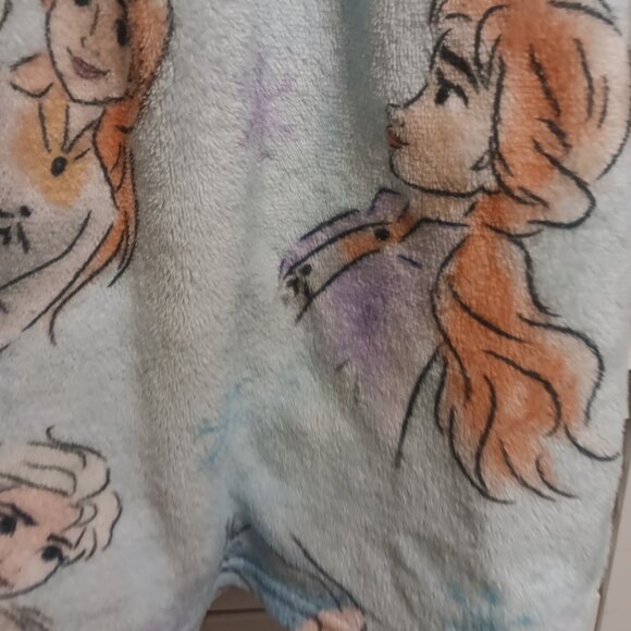 Disney Frozen Girls 4T Plush Bathrobe Soft Pastels Pictures Elsa & Anna - Picture 5 of 8